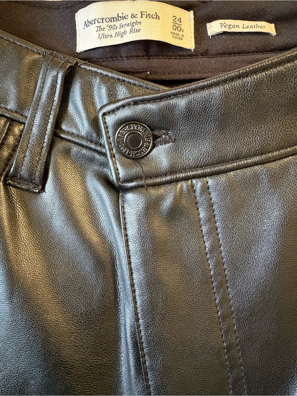 Abercrombie & Fitch Black Vegan Leather Ultra High-Rise Pants